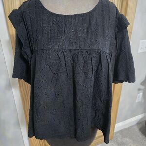 Democracy Black Eyelet Blouse